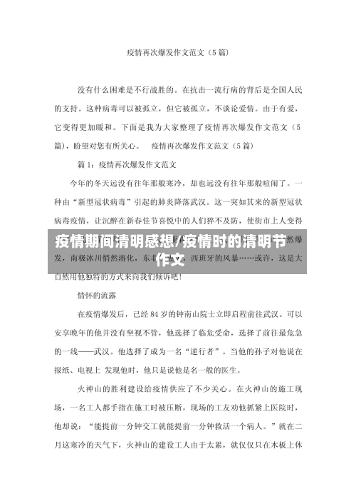 疫情期间清明感想/疫情时的清明节作文