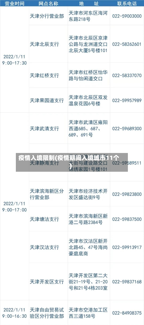 疫情入境限制(疫情期间入境城市11个)